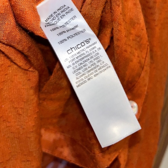 Chico’s Women’s Burnt Orange Button Down Casual Shirt in Textured Fabric Sz-L - Picture 5 of 6